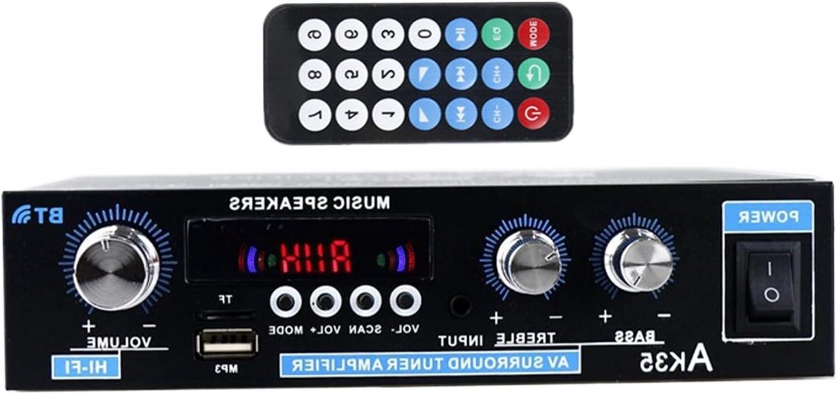 Audio Versterker - Stereo Receiver - Thuisgebruik Muziek - Multimode Draadloos - 30W+30W - Zwart