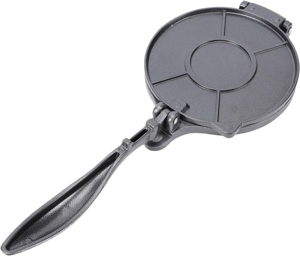 Eujgoov Tortillapers 8 Inch Aluminiumlegering Quesadilla Maker, Handmatige Roti- en Tortillapers met Olieborstel, Lichtgewicht Deegpers voor Thuiskeuken Taco Empanada Flatbread (BLACK)