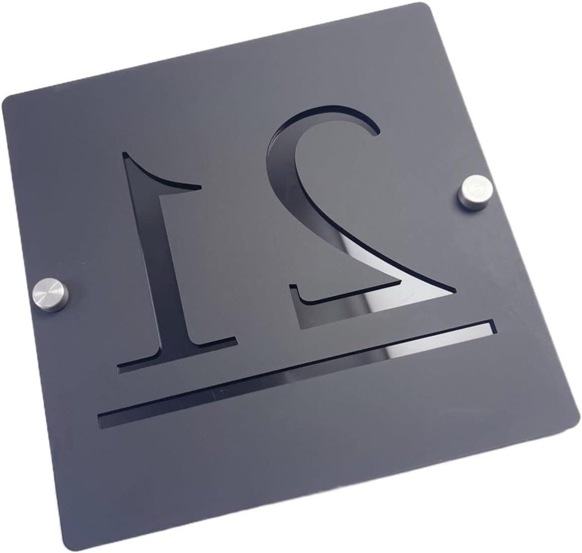 Huisnummer Plaquette - Adresbord Villa - Huis Nummering - Drijvend Modern Design - 300x300mm - Zwart Goud