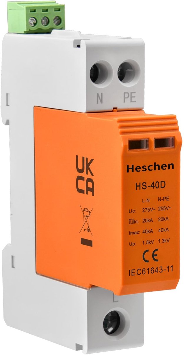 Dailygoods - Dailygoody - Heschen Overspanningsbeveiliging - Hoogwaardige - Vuurvast en veilig - 35 mm DIN-railmontage - Laagspanningsafleider - Bescherming te...