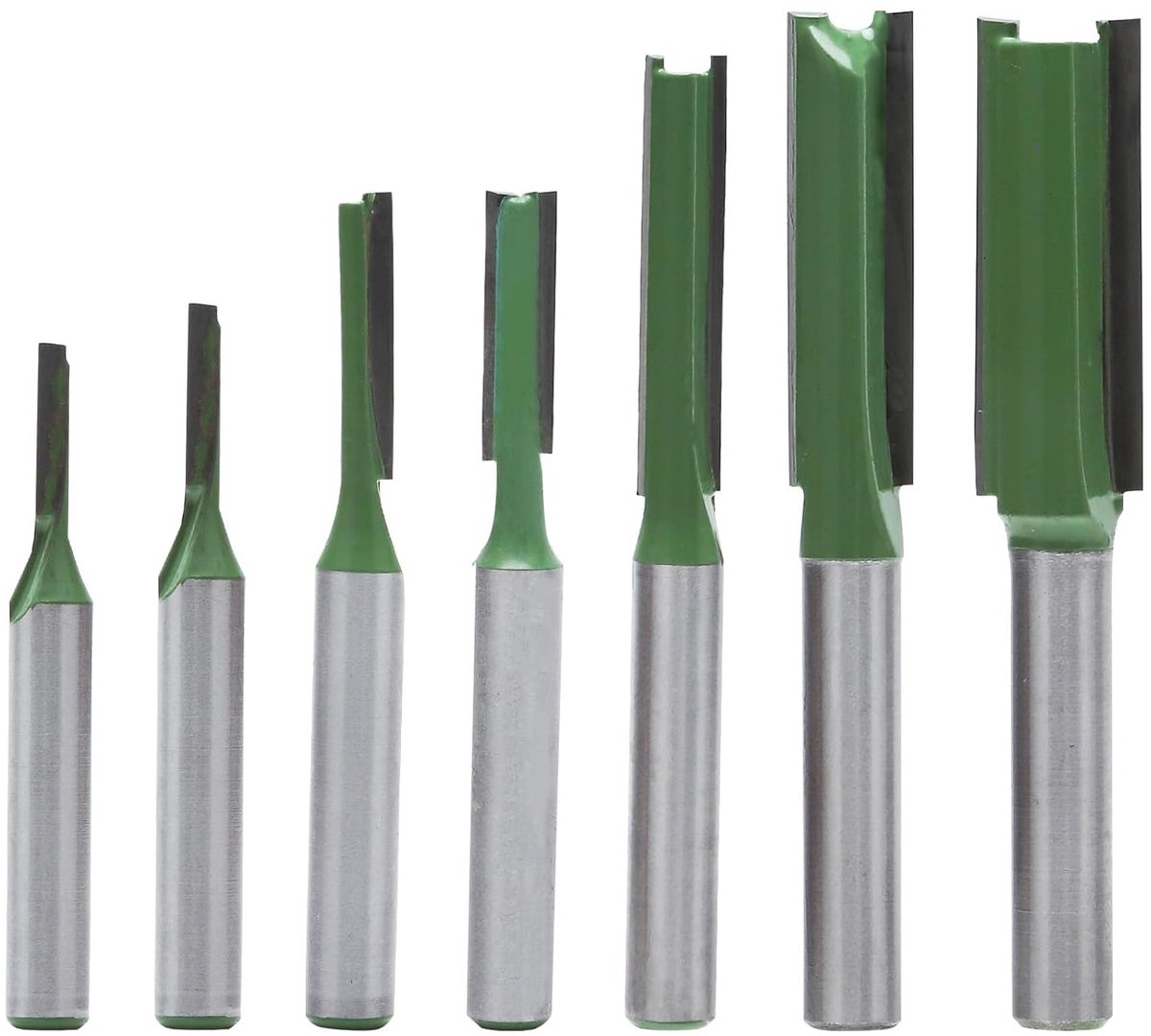 7-delige Houtfrezen Set met Rechte Snijder en 6mm Shank - Freesgereedschap voor Houtbewerking, Carbid, Groeffrezen