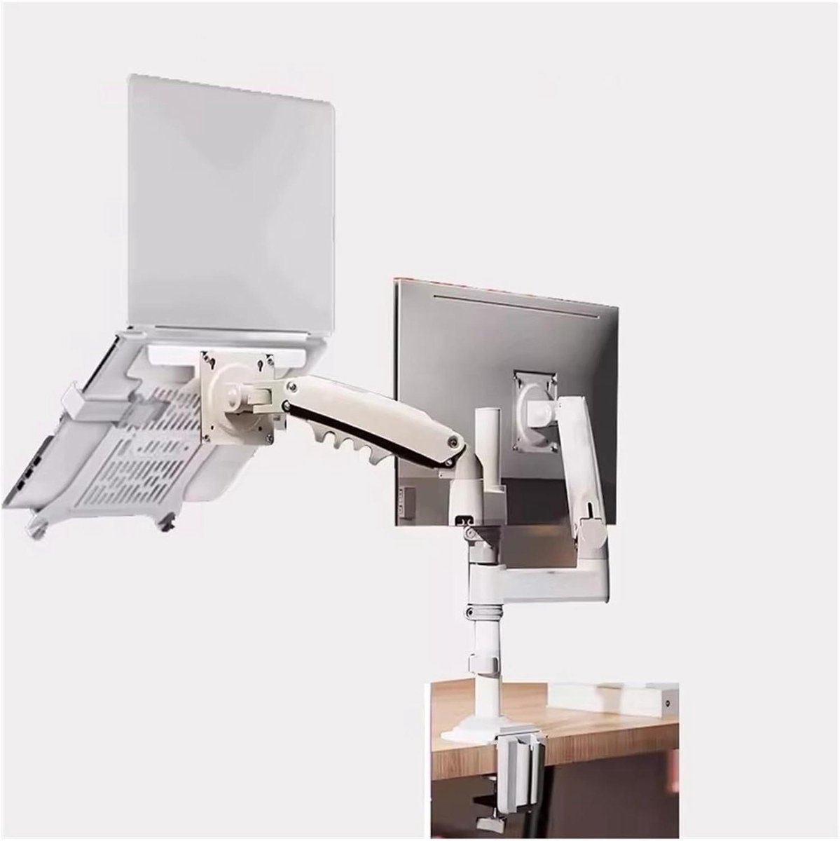 Monitorstandaard - Dubbele arm - Ergonomisch werken - Gasveer verstelbaar - 22-32 inch - Wit