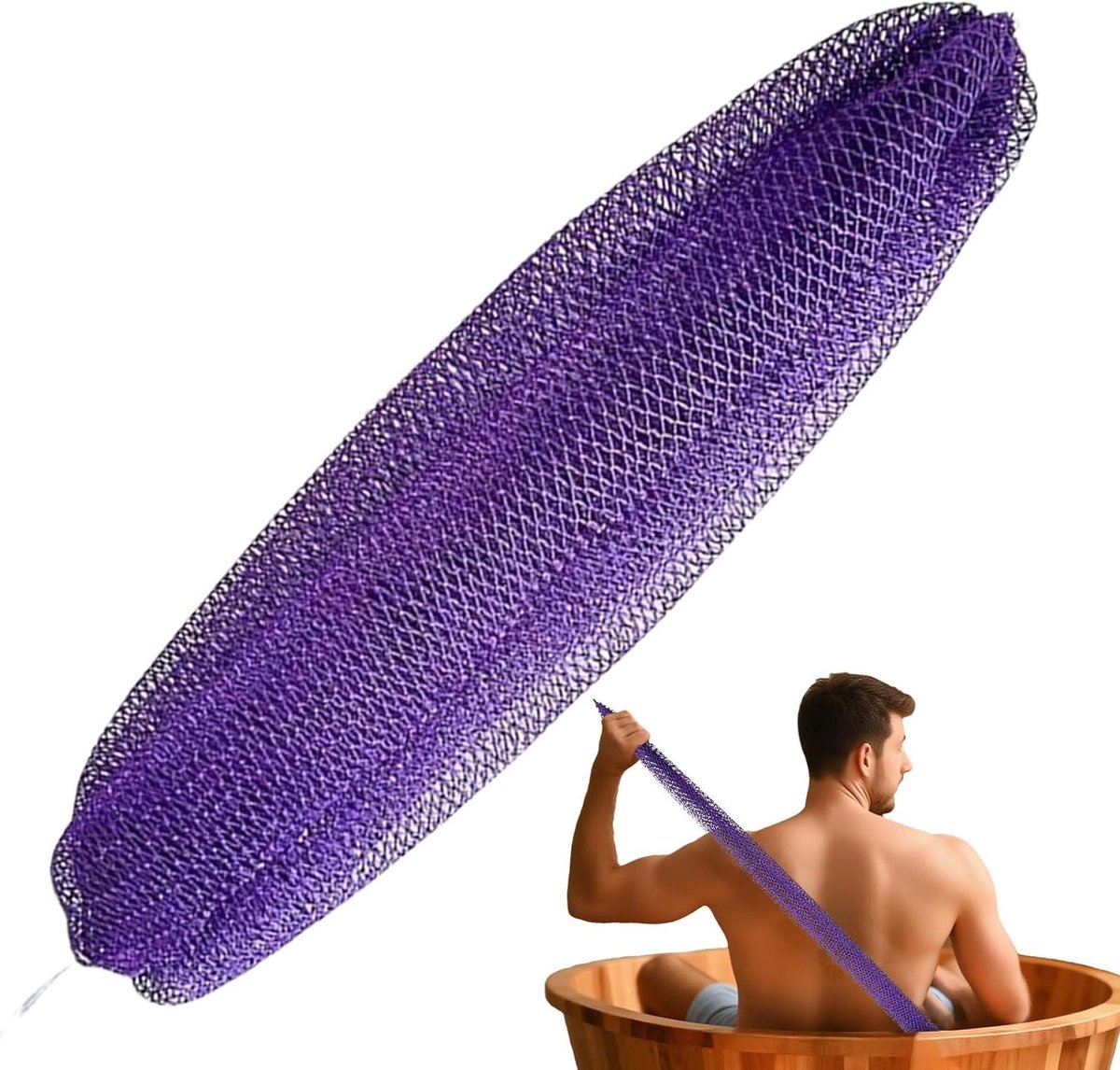 Netspons Rugpeeling - Douche Net - Dagelijkse Reiniging - Zacht voor Huid - Tot 100 cm - Blauw