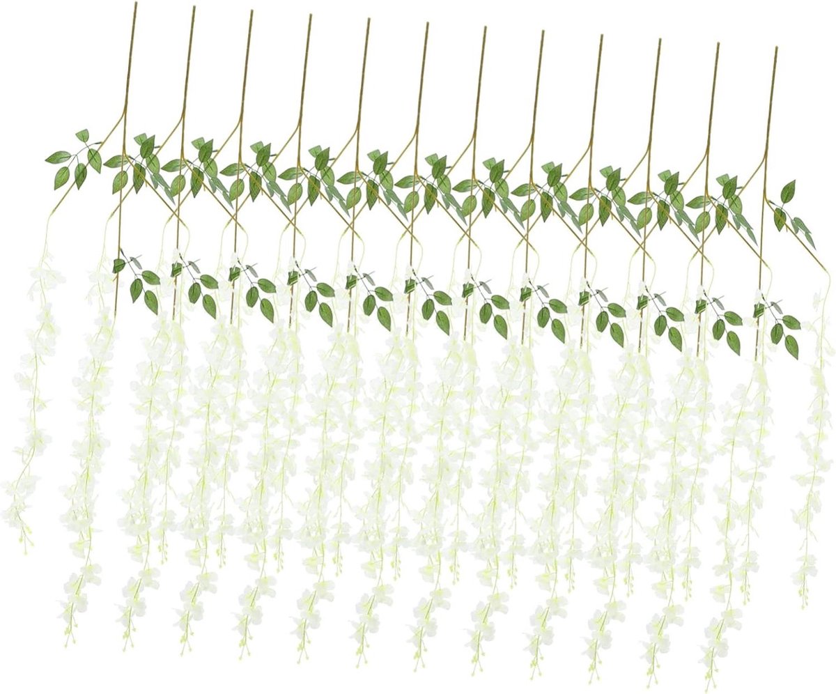 Nep Blauweregen - Hangende Planten - Bruiloft Decoratie - Zijden Bloemen - 12 Stuks - Wit