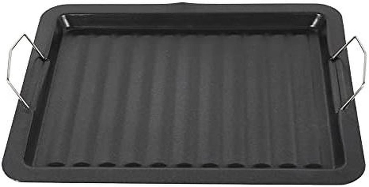 Grillpan Bakplaat - Barbecue Lade - Buiten Koken - Antiaanbak Steen - 30 x 25.5 cm - Zwart