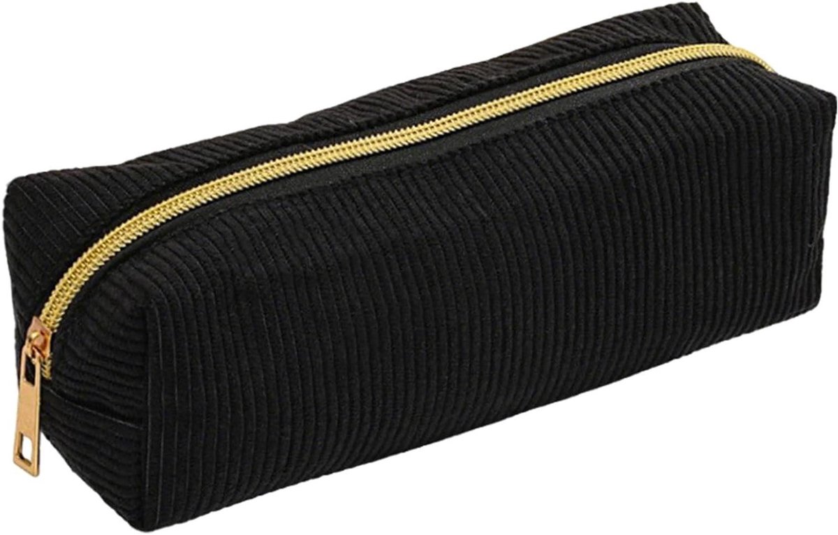 Etui Schrijfgerei - Pennenhouder Organizer - Dagelijkse Organisatie - Elegant Corduroy Design - 20x7x1.5 cm - Zwart