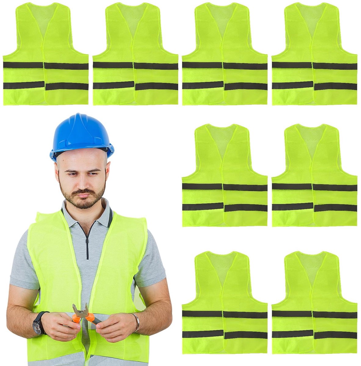 Dailygoods - Set van 8 Reflecterende Veiligheidsvesten voor Auto en Werknemers