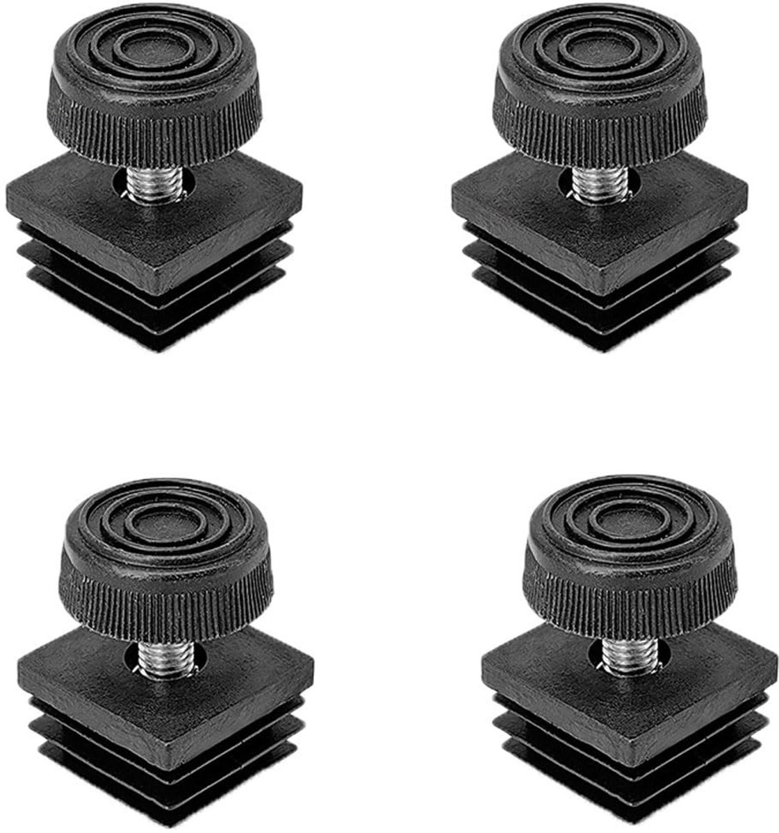 Dailygoods - 4-delige meubelwaterpas - Nivelleringsvoeten voor meubels - Duurzaam en antislip - Zwart - Verstelbaar voor oneffen oppervlakken - Geschi