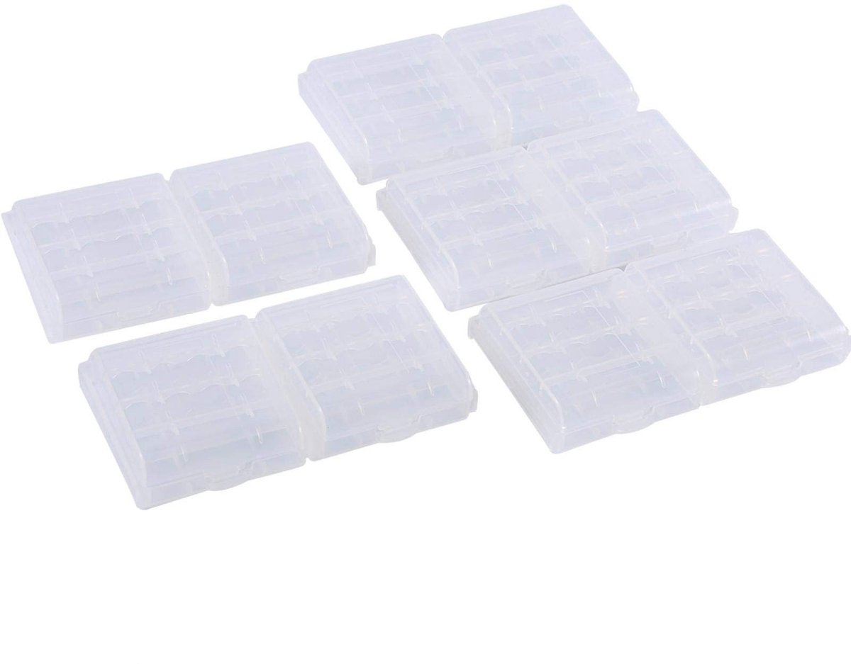 Dailygoods - Opbergdoos voor AA en AAA Batterijen, 10 Stuks Doorzichtig Plastic