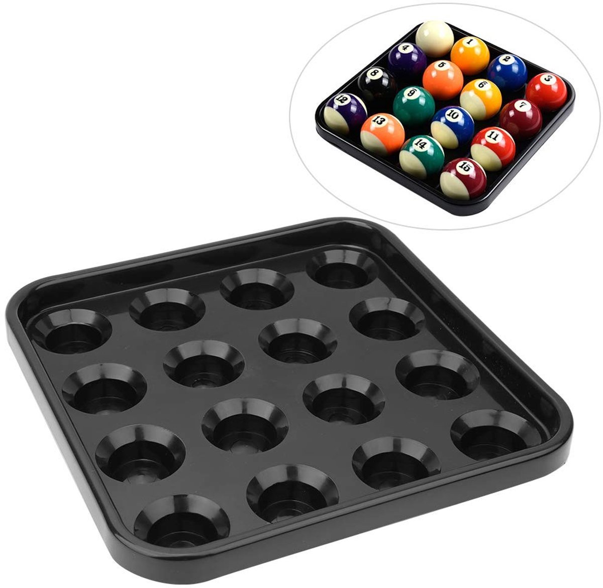Dailygoods - Biljartbal Dienblad voor 16 Ballen Professionele Opberghouder