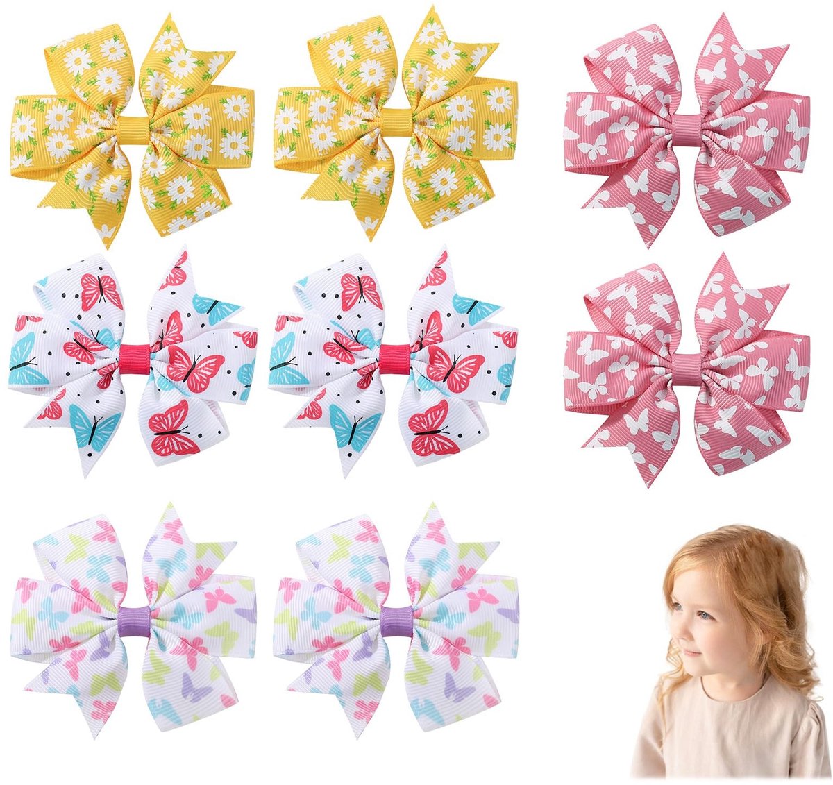 Dailygoods - Haarstrik Set voor Kinderen met Krokodillenclips (8 Stuks)