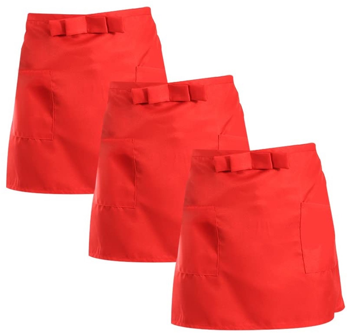 Dailygoods - Server Schorten met Diepe Zakken - 3 Stuks Rood