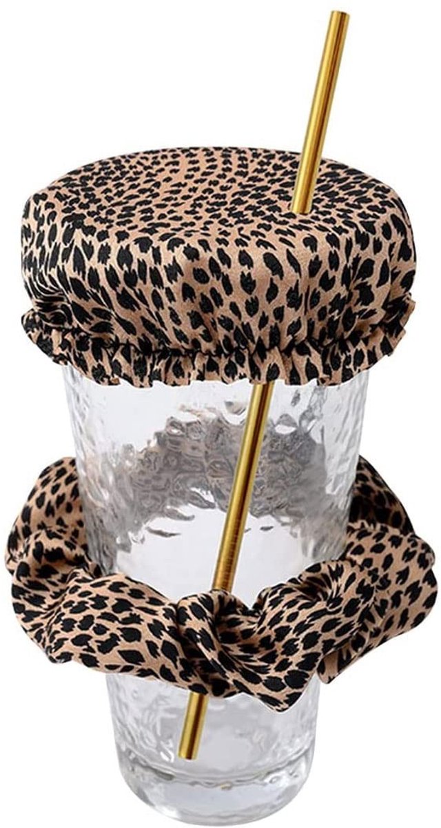 Dailygoods - Herbruikbare Drink Cover Scrunchie voor Cups - Bruin