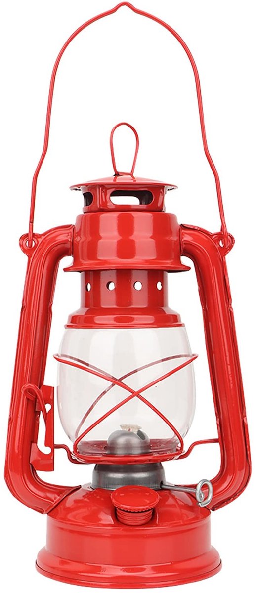 Dailygoods - Vintage IJzer Kerosinelamp voor Binnengebruik, Retro Olielamp in Rood