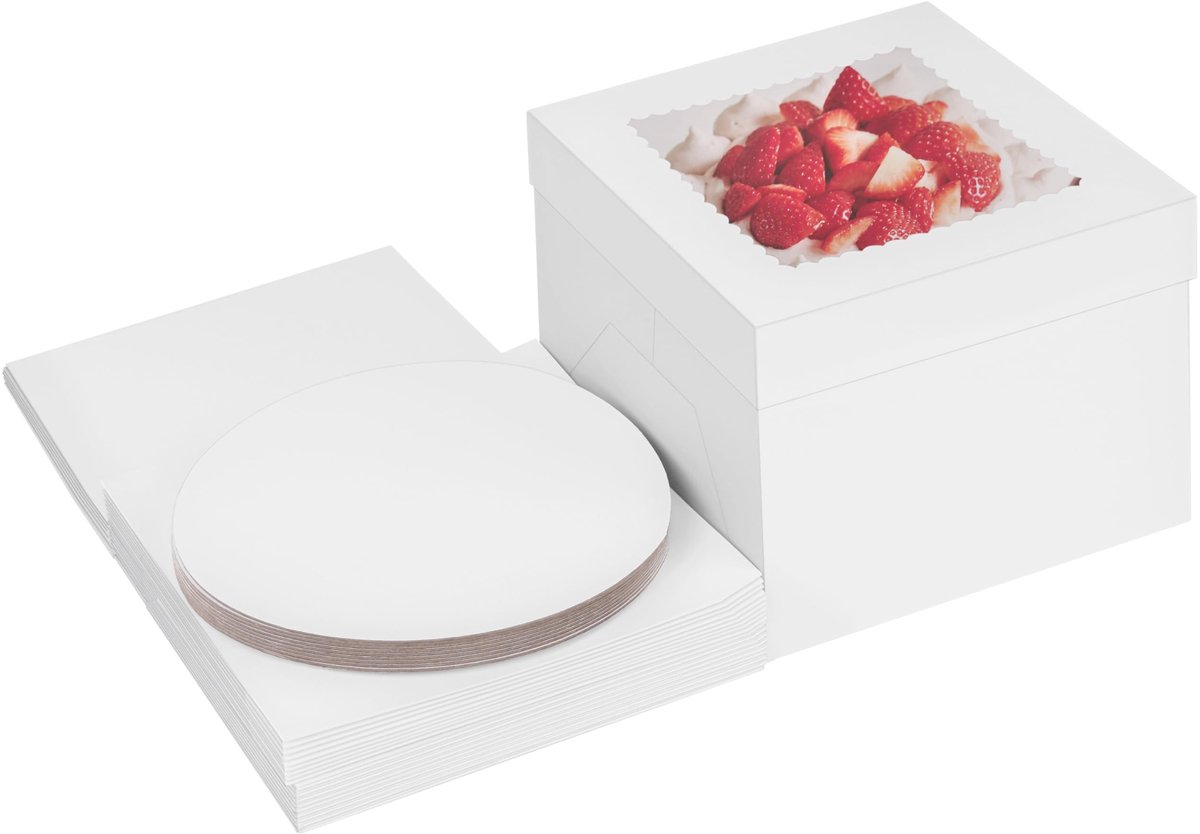 Dailygoods - Witte Wegwerp Bakkerij Doosjes met Vensters voor Taarten en Gebak
