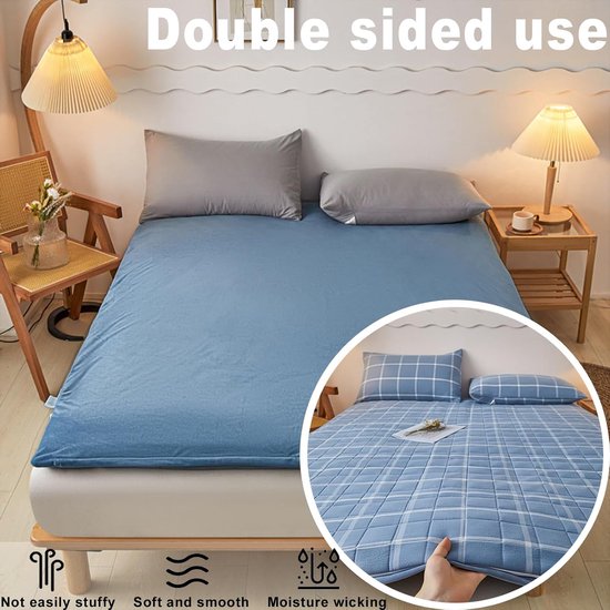 Dubbelzijdige Futonmatras - Vloerkussen Oprolbaar - Comfortabel Loungen - Afneembare Wasbare Hoes - 150 x 200 cm - C — afbeelding 5