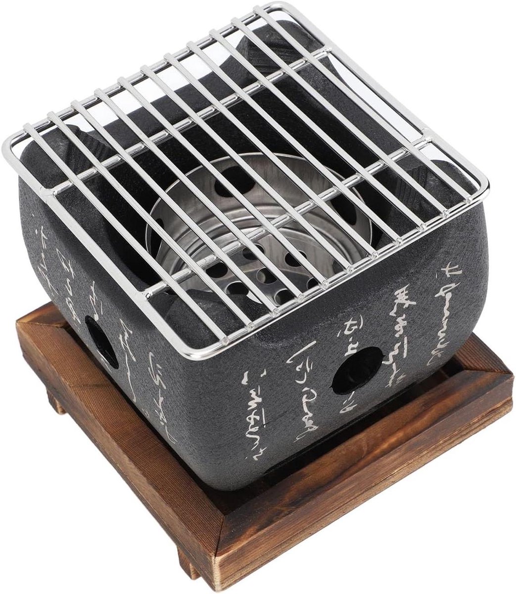 Mini BBQ Grill - Draagbare Kachel - Buiten Koken - Snelle Warmte - 19.5x18cm - Zwart