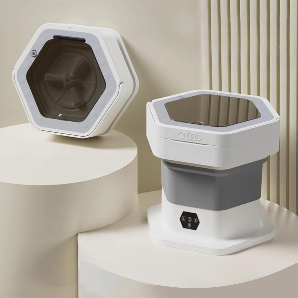 Mini Wasmachine Opvouwbaar Apparaat Kleine Kleding Wassen Met Centrifuge 8 Liter Grijs