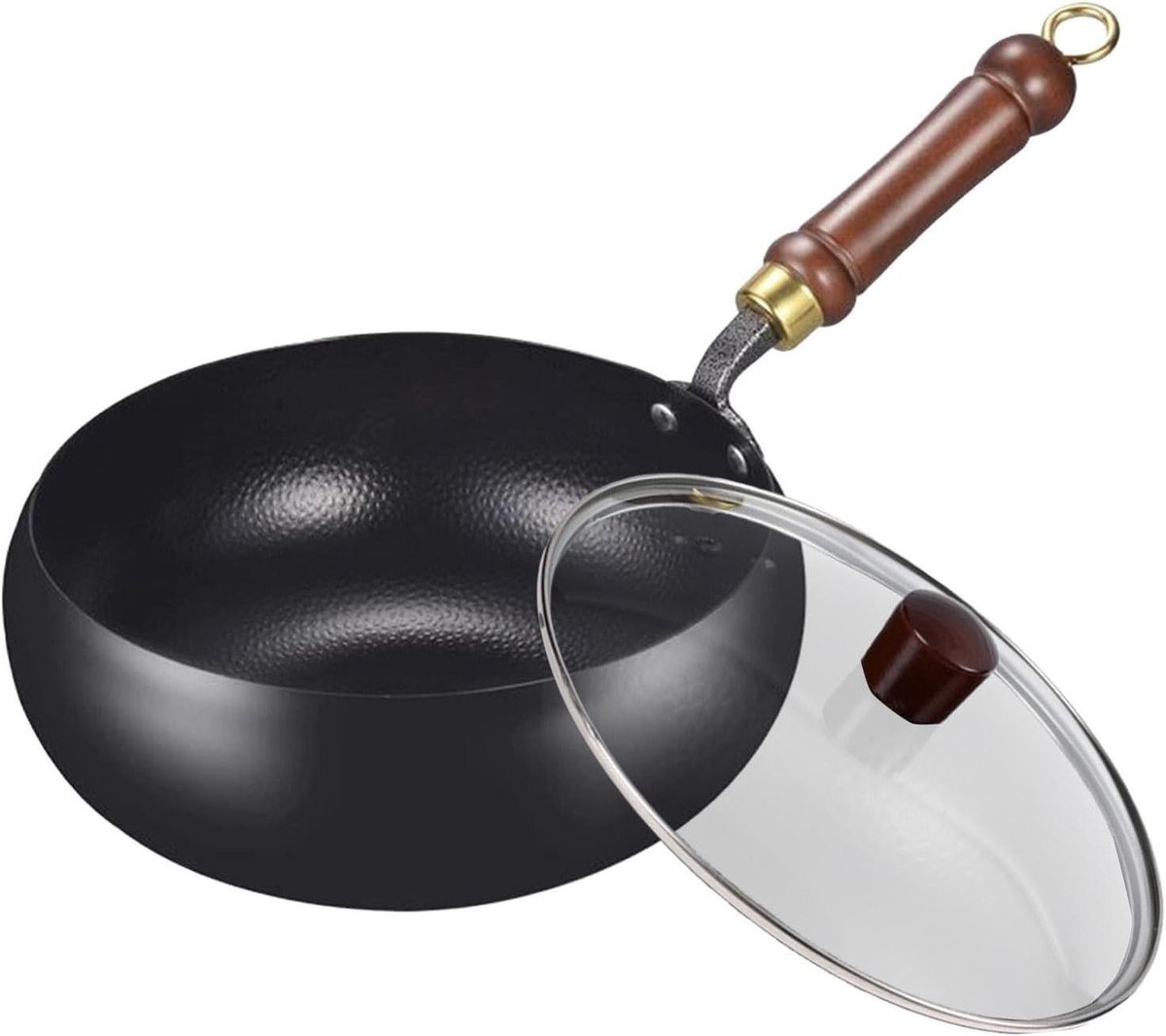 IJzeren pan - Wok pan - Thuis koken - Traditioneel vakmanschap - 24 cm - Zwart