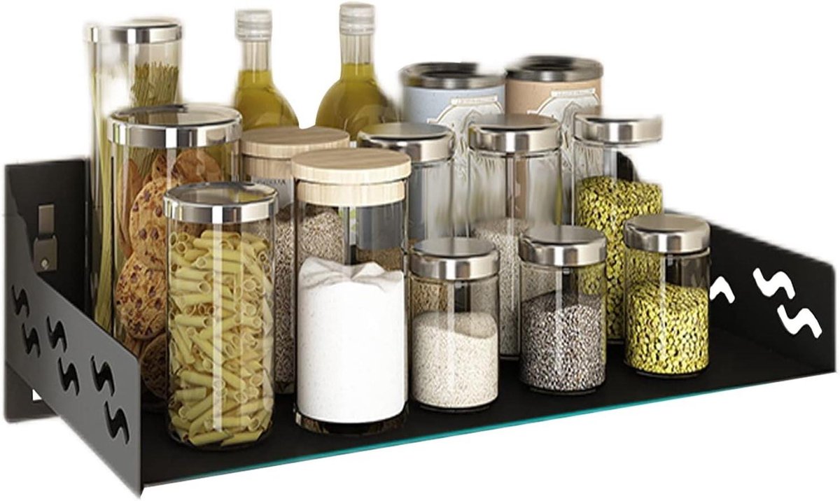 Magnetron Opbergrek - Keukenrek Wandmontage - Keuken Organiseren - Ruimte Aluminium - 35x70cm - Zwart