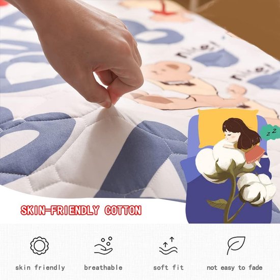 Generic Japanse futonmatras voor kinderen opvouwbare vloermatras twin tatami mat dun slaapmatras Japans vloerbed op ware grootte oprolbare matrasbeschermer met antislipbodem,Cute,100x200cm(39 * 79in) — afbeelding 4