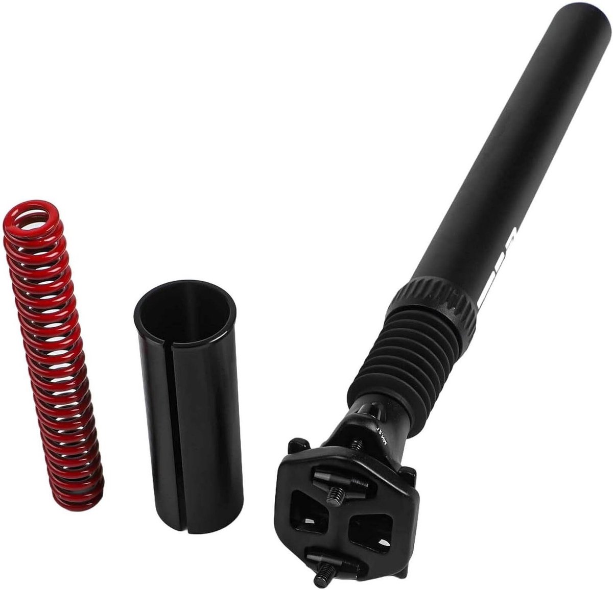 Fiets Zadelpen - Verende Pen - Comfortabel Fietsen - Verstelbare Vering - 350mm Lengte - Zwart