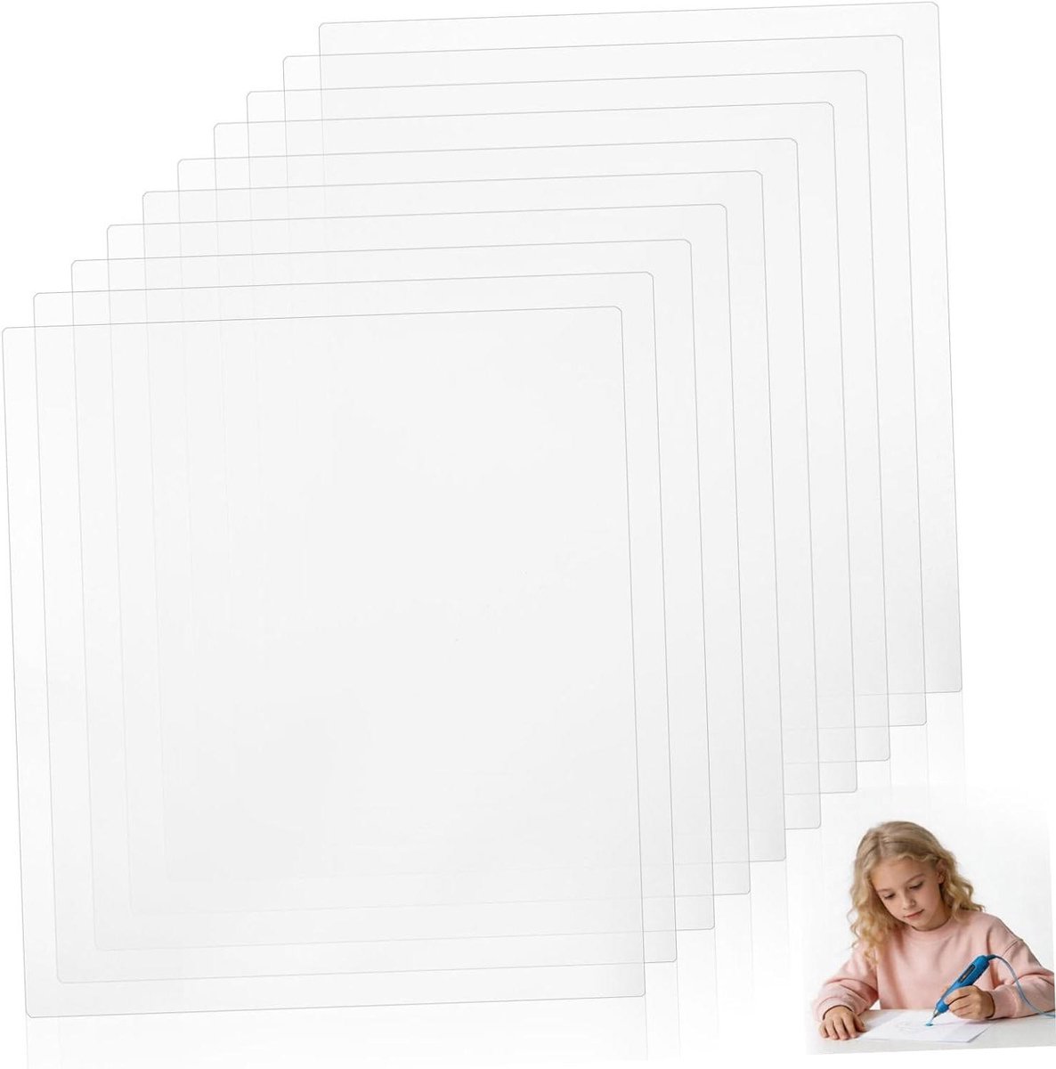 Tekentabletten PVC Film - Overtrekplaten - 3D Tekenen - Universele Compatibiliteit - 10 Stuks - Transparant