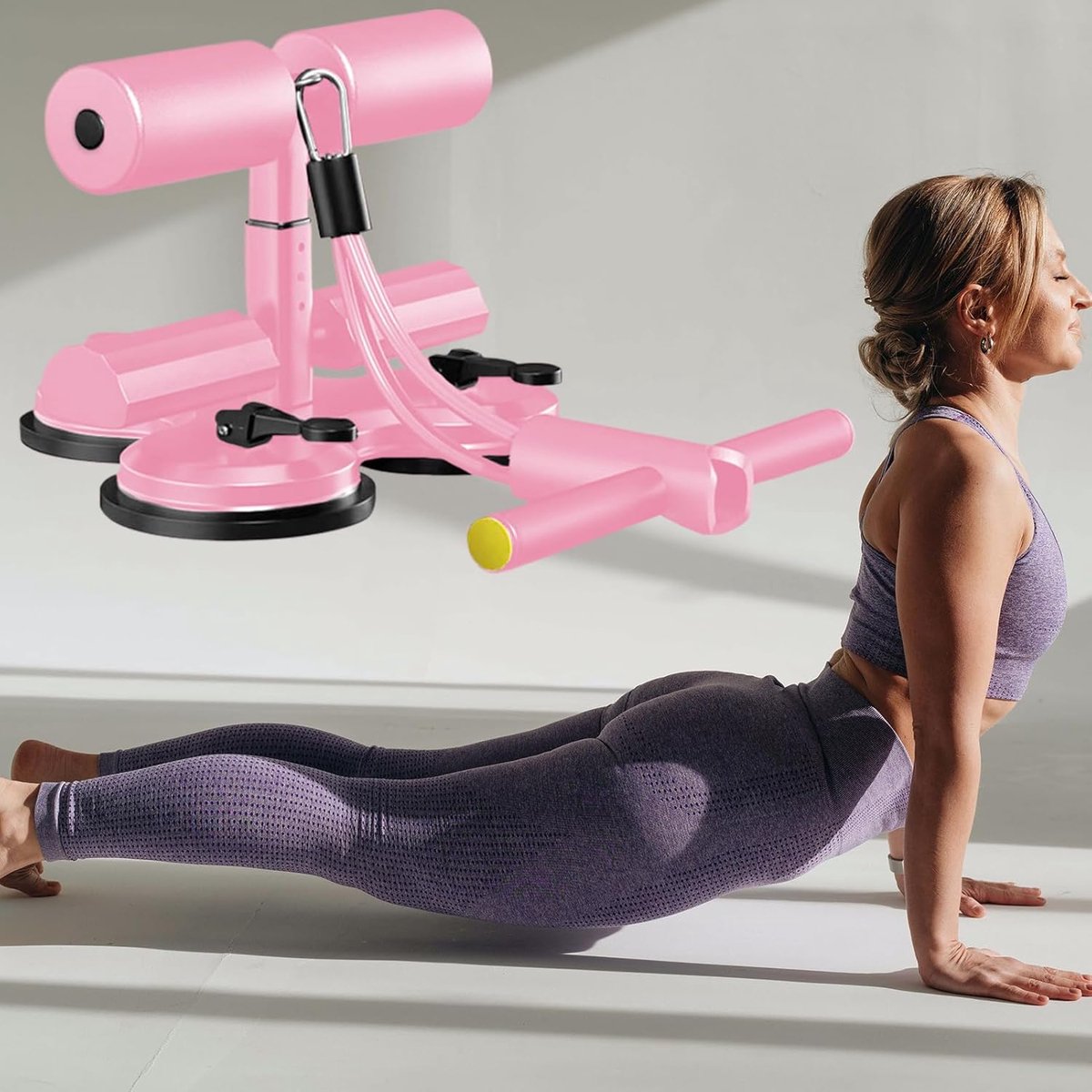 Oefenapparatuur - Ab Workout Machine - Kracht Training - Sterke Zuignap Basis - 700 Lbs Draagvermogen - Roze