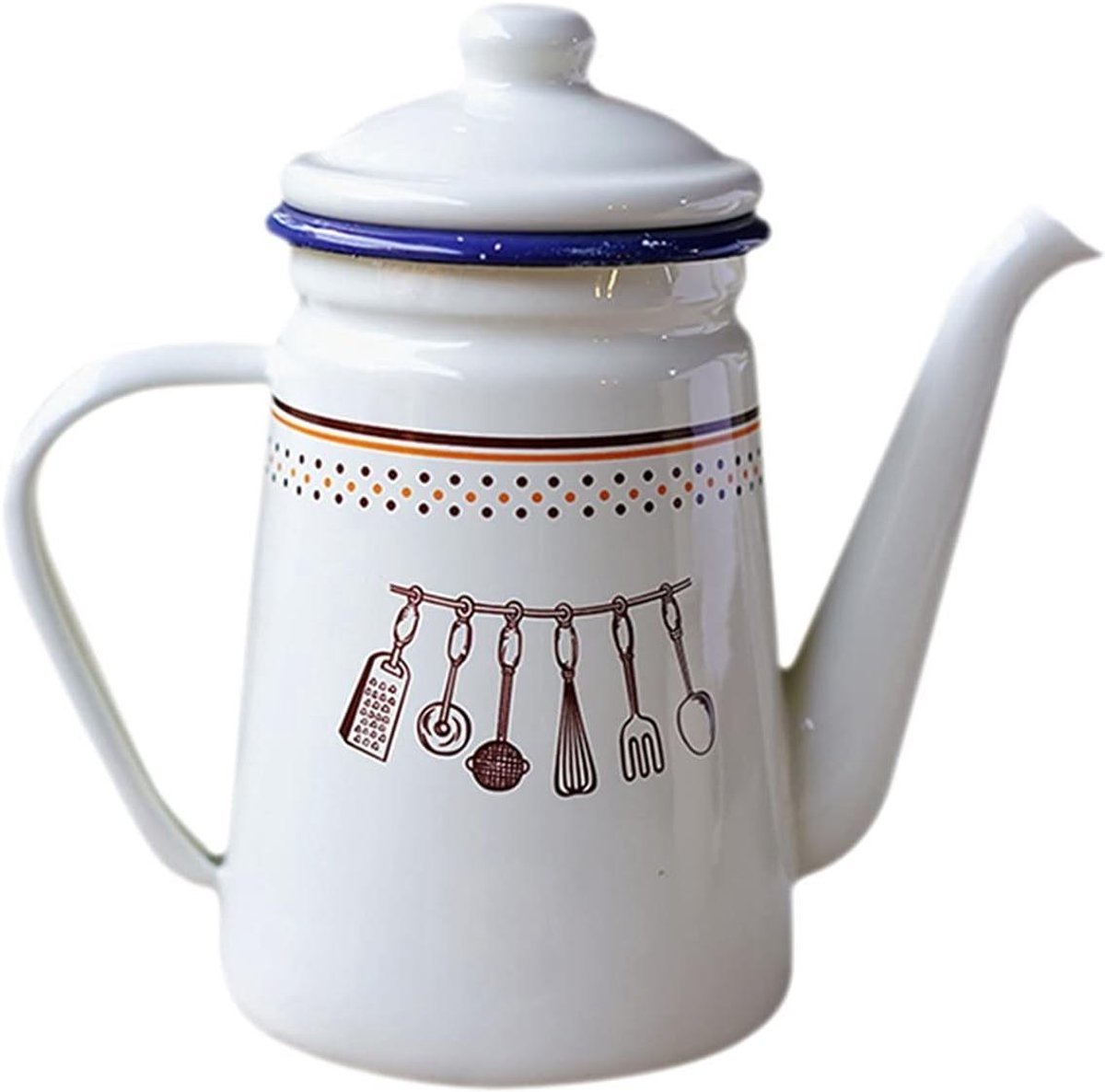 Koffiepot - Handgemaakte Ketel - Koffie Zetten - Drupvrije Tuit - 1100ml - Zwart