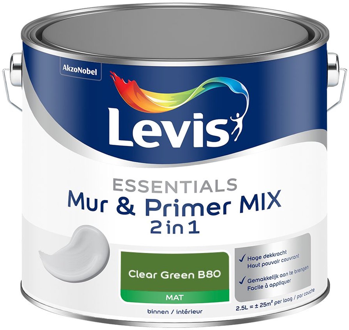 Levis - Essentials Mur & Primer Mix - Clear Green B80 - Mengverf - 2,5 L