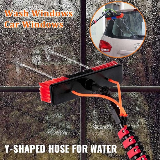Wasborstel met slang - Telescoopsteel reiniger - Ramen wassen - Uitschuifbaar tot 12m - 12 meter - Zilver — afbeelding 3