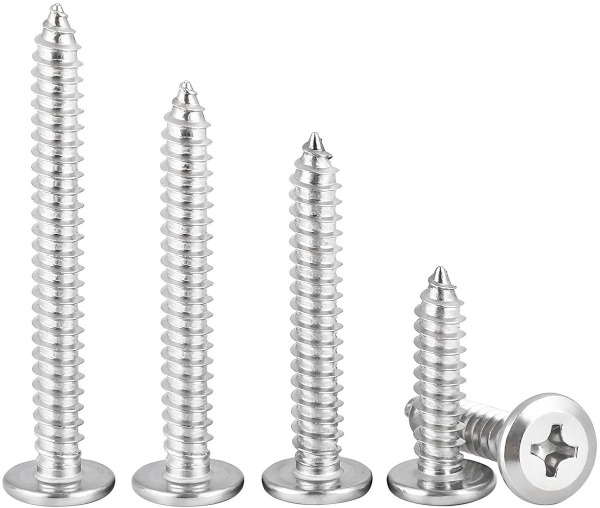 Set van 20 RVS M6 x 45 mm Zelftappende Schroeven met Platte Kop voor Meubelmontage en Klusprojecten