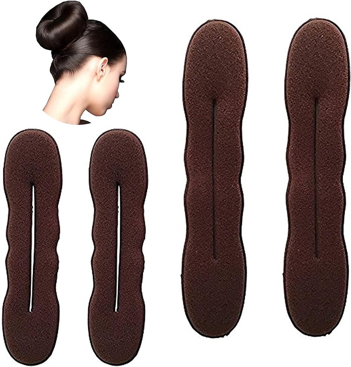 Haar Styling Spons - Donut Maker - Haar Opsteken - Zachte Foam Ring - Middelgroot - Bruin