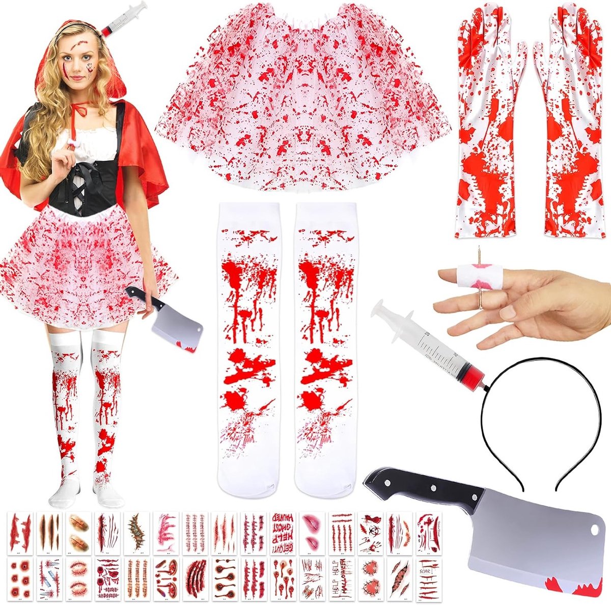 Zombie Kostuum voor Volwassenen - Bloed Spuitende Verpleegster Outfit voor Halloween en Feestjes
