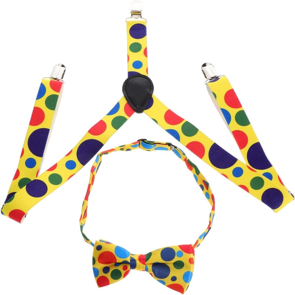Clownkostuum voor Kinderen met Strik, Kleurrijke Dots en Stevige Bretels voor Feestjes en Carnaval