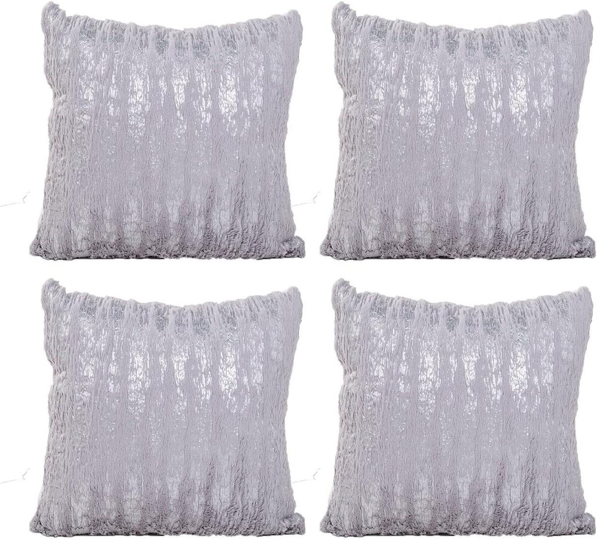 KnSam Home kussenslopen 43 x 43 cm, grijs loungekussenset in kristalfluweel met pluche pat