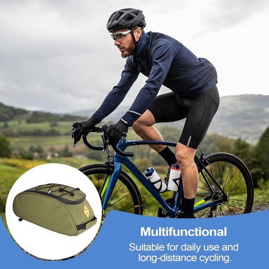 Achtertastas - Op de bagagedrager te monteren opbergtas - Inclusief gereedschapsset - Waterdicht nylonmateriaal - Snelbevestigingssysteem - Compatibel met mountainbikes, racefietsen en e-bikes - Zwart — afbeelding 2