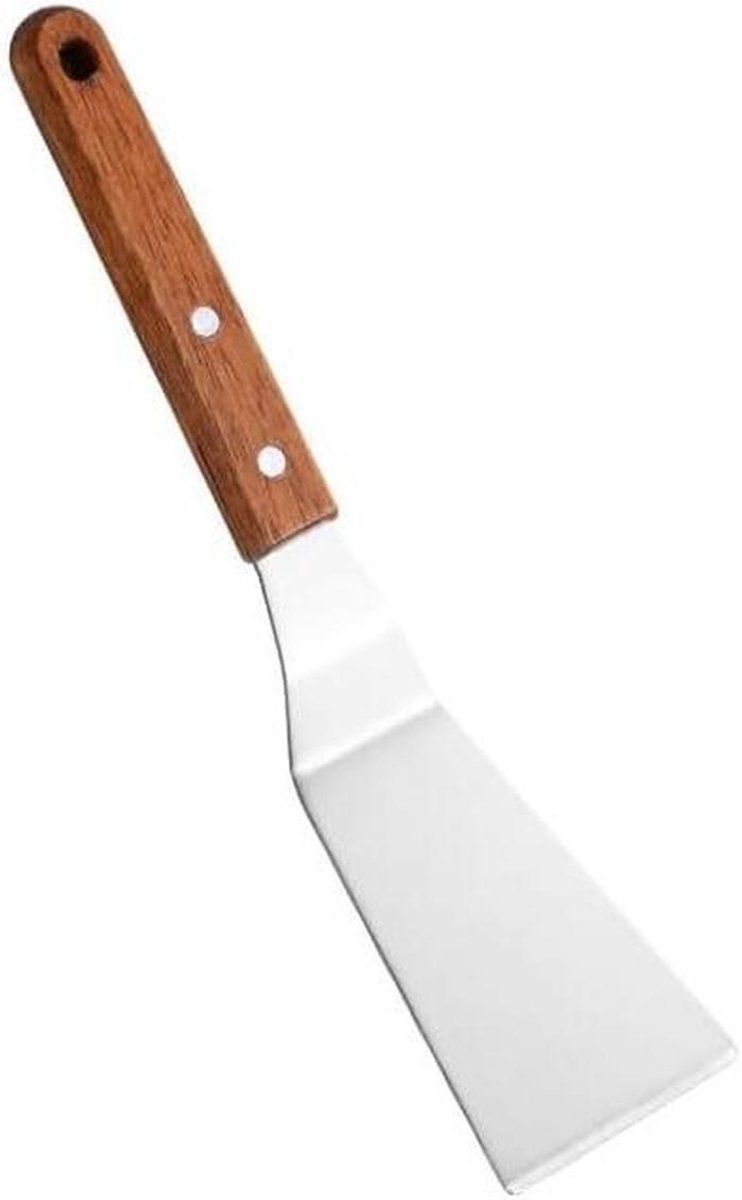 Kookspatel Schraper - Keuken spatel - Bakken en braden - Houten handvat - One Size - Zilver