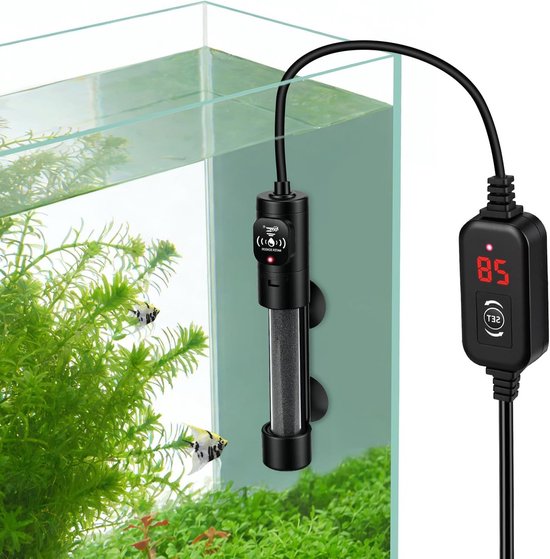 Aquarium Verwarmingselement 100 W met Temperatuurcontroller, Verstelbare Onderdompelbare Heater voor 38 - 75 L, Geschikt voor Zout- en Zoetwatertanks (15-34°C)