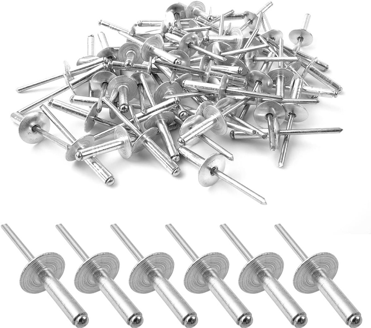 Grote flens aluminium blinde klinknagels - 60 stuks, industrieel, 4.8mm × 16mm, duurzaam en corrosiebestendig