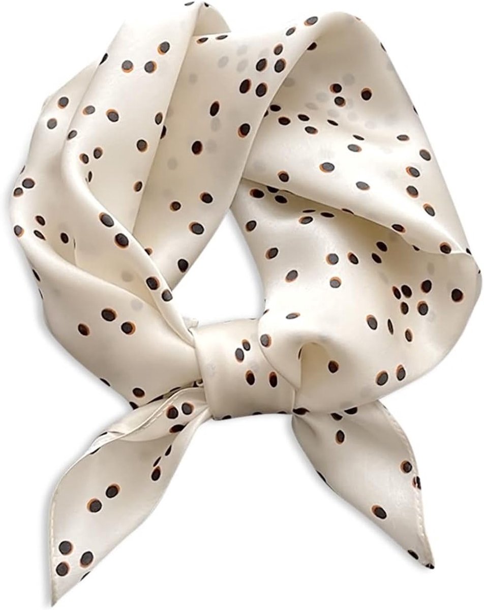 Retro Zijden Sjaals voor Vrouwen met Klassieke Polka Dot en Inkt Schildering - Zachte Satijn Zijde Halsdoek en Hoofdtooi voor Elke Gelegenheid