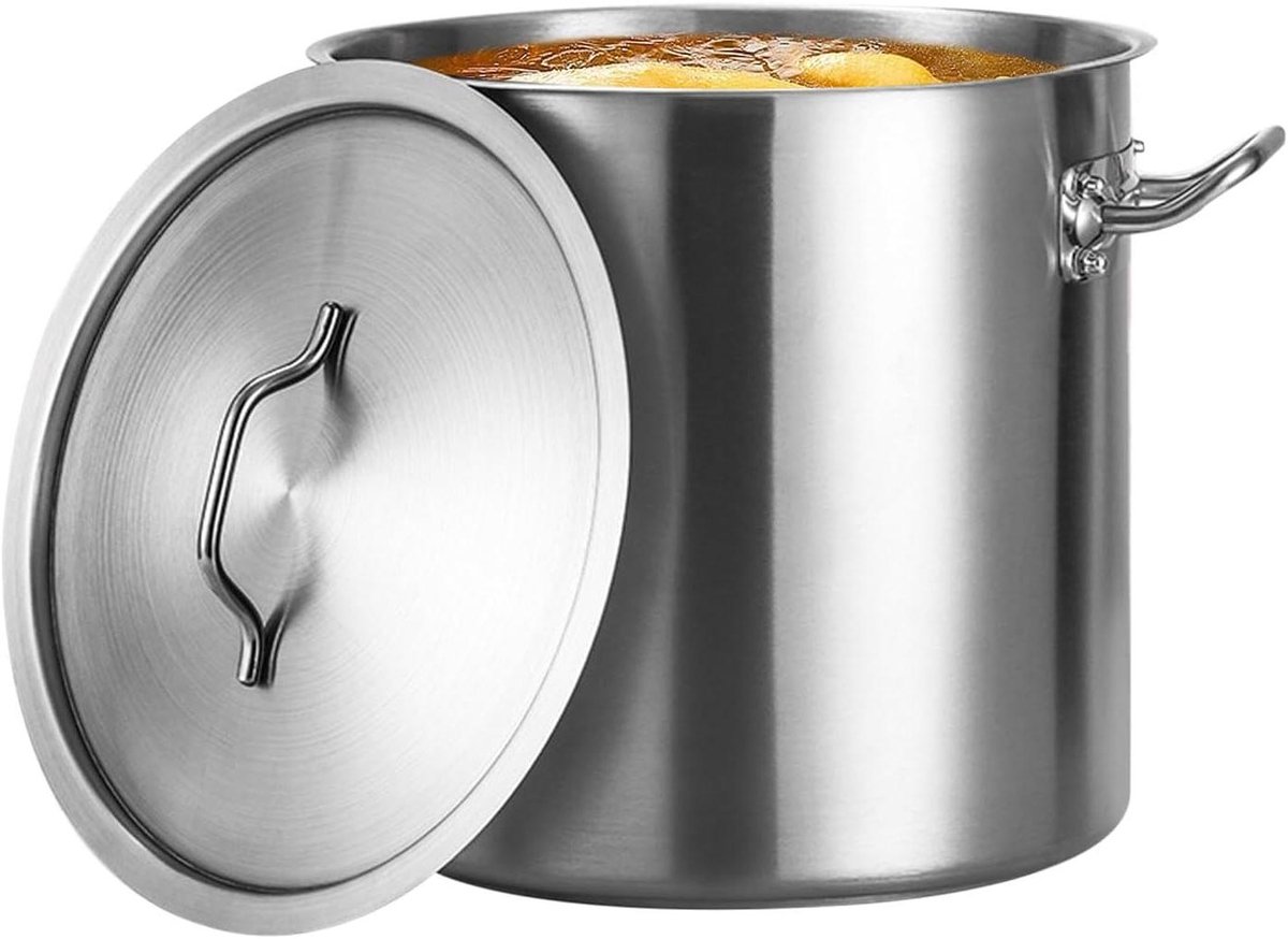 Grote soeppan - Kookpan Stoofpan - Grote maaltijden bereiden - Gelijkmatige warmteverdeling - 12 liter - Zilverkleurig