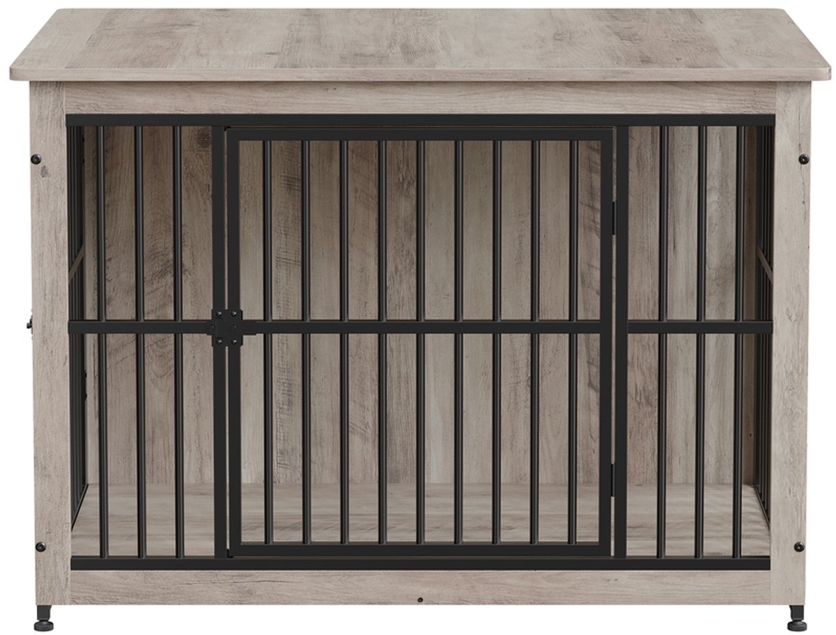 Feandrea - Hondenbench - Hondenbench met Bijzettafel - Hoge Belastbaarheid - Gesloten Bodem - 2 Deuren