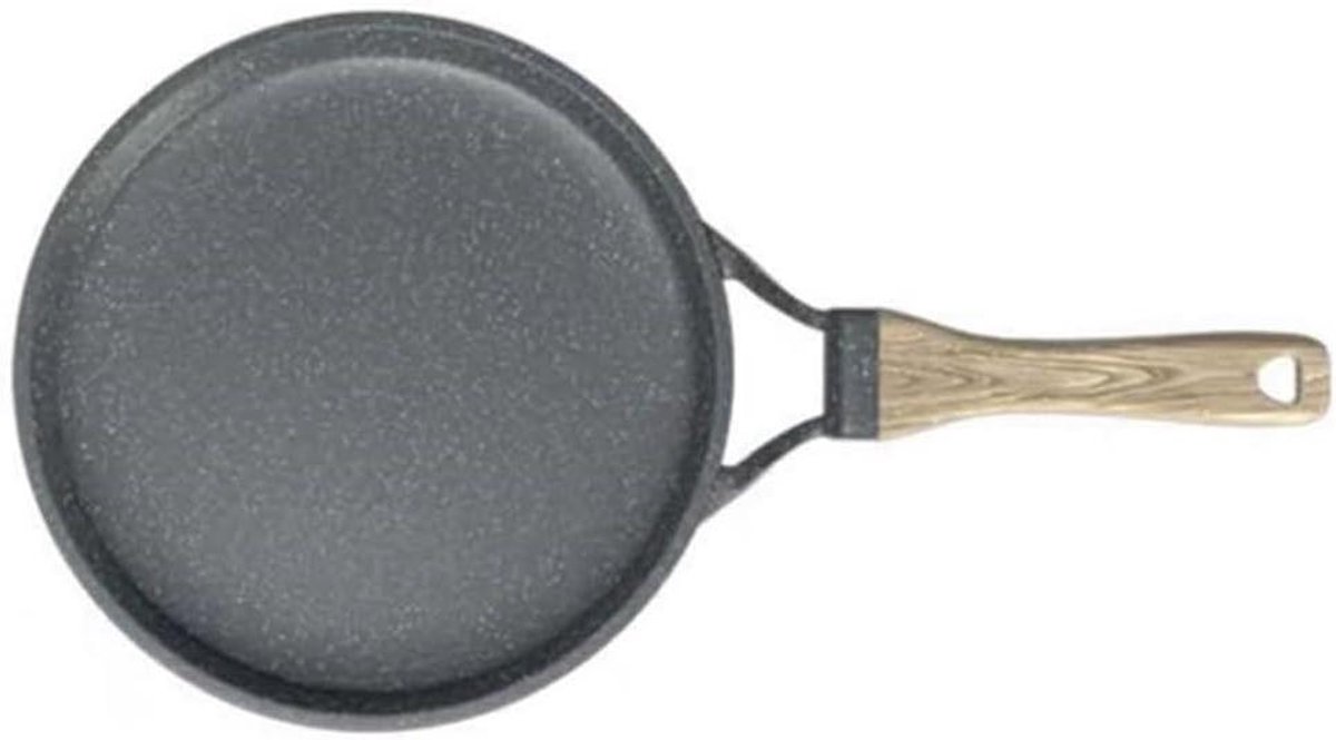 Steenbraadpan - Gietijzeren pan - Koken en bakken - Antiaanbaklaag - 24 cm - Zwart