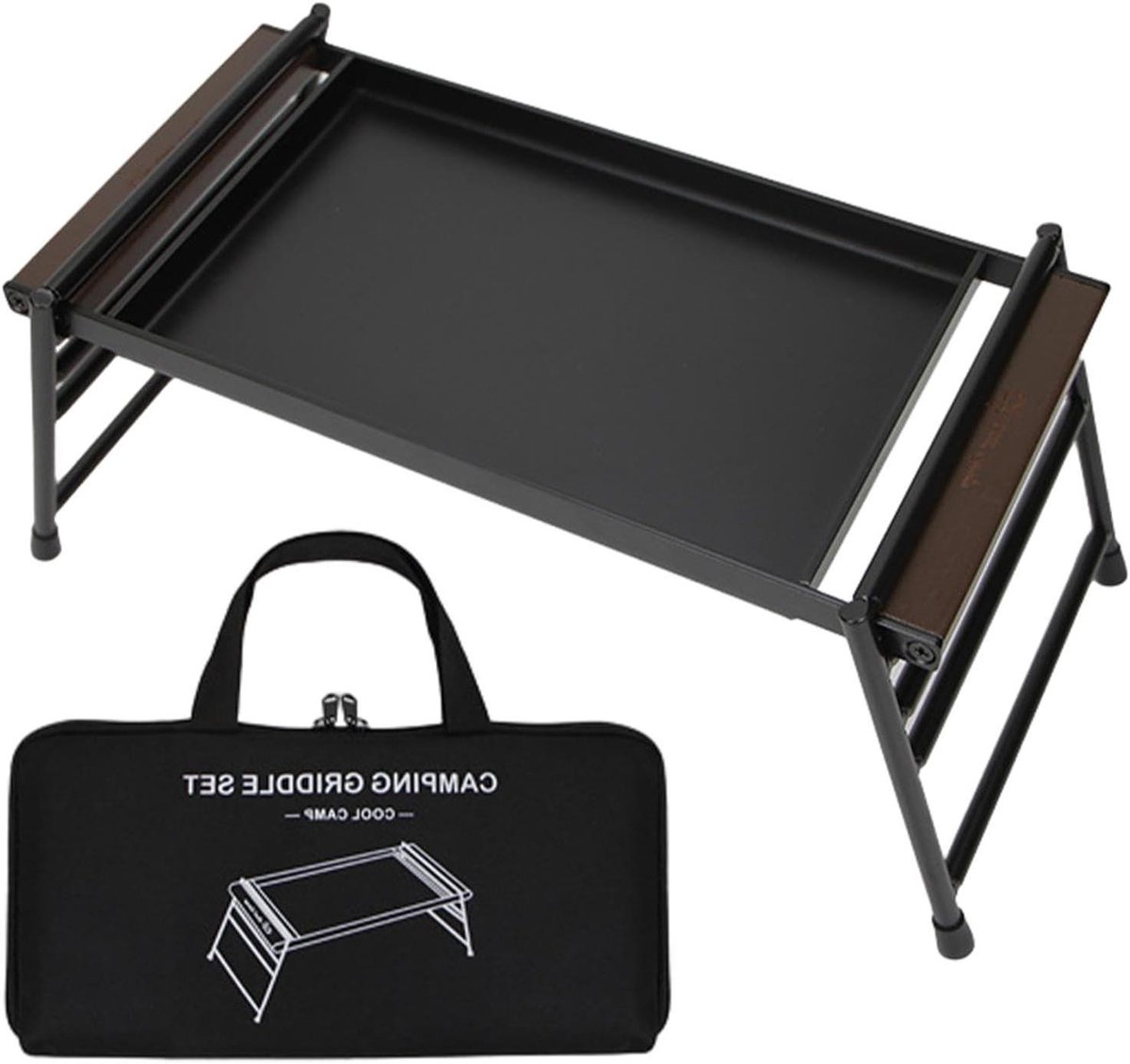 Opvouwbare Grill - Draagbare Plaat - Outdoor Koken - Drievoudig Statief - 3mm Dik Staal - Zwart