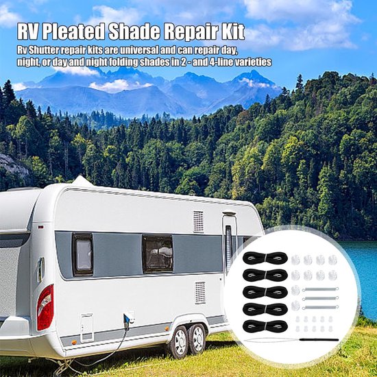 Reparatieset Plisségordijnen - Jaloezie Onderdelen - Camper Ramen Herstellen - Duurzame Constructie - Complete Set - Zwart Bruin — afbeelding 3