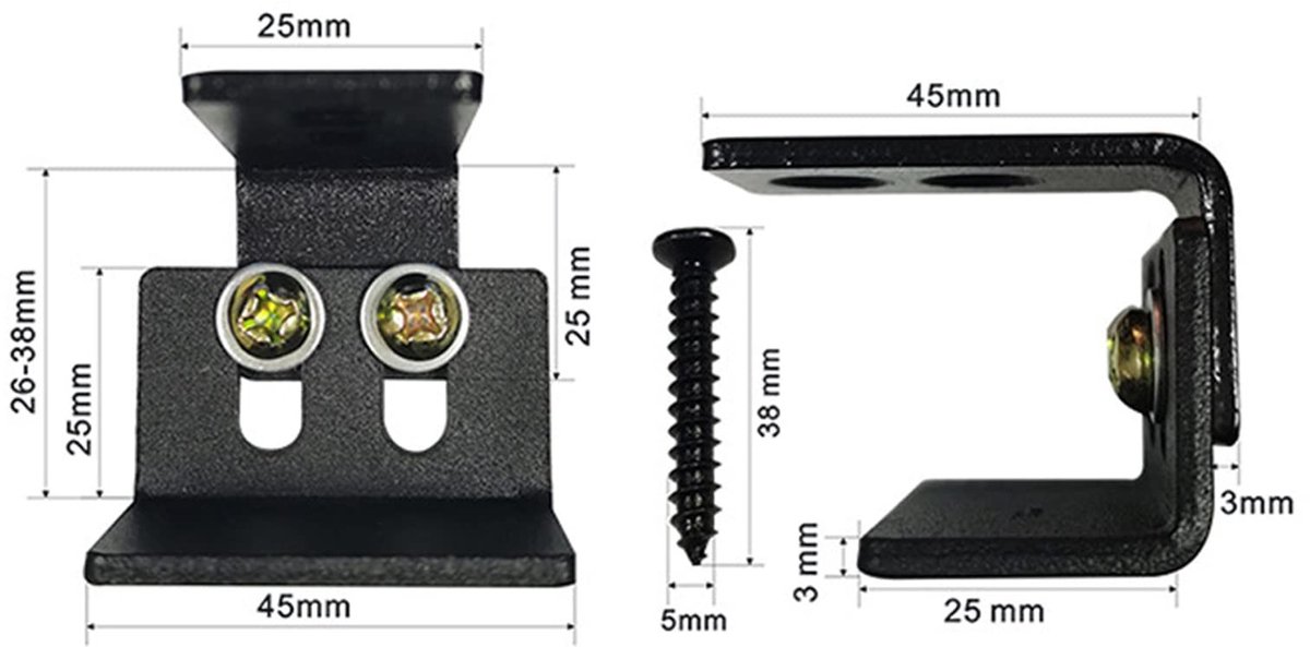 Dailygoods - Dailygoody - Vloergeleider - Schuifdeur Onderkant - Muurbevestiging - Zwart - Schroeven - Voorkomt zijwaartse schommeling - Geschikt voor schuifpoorte