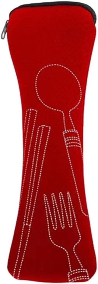 Bestek Opbergtas - Servies Zak - Reizen en Kantoor - Handig Ritsontwerp - 20 x 65 cm - Rood