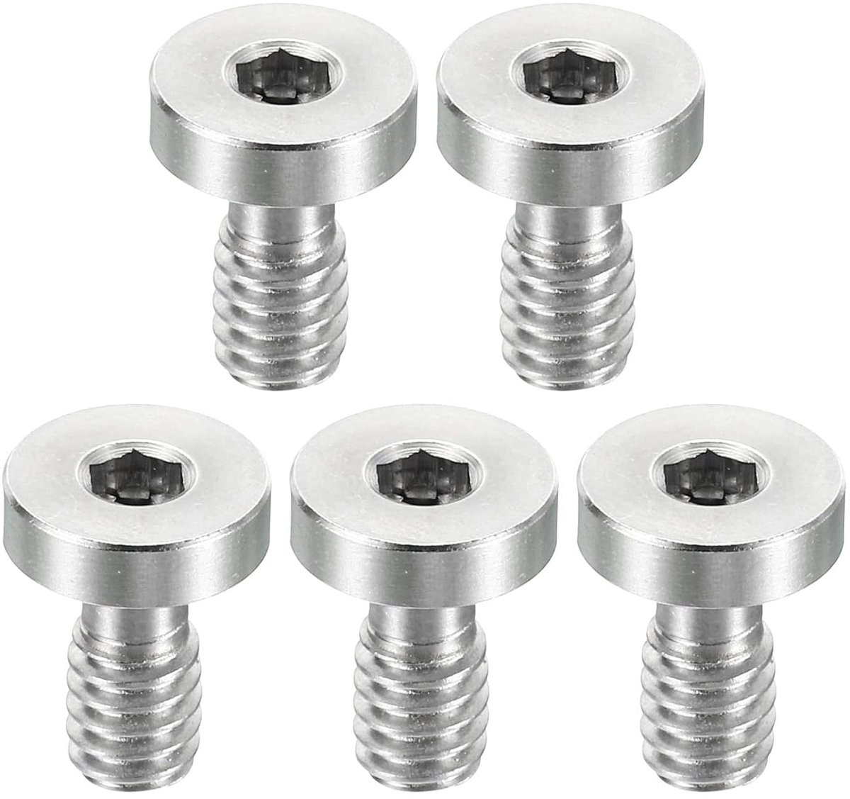 1/4"-20 Thread 16mm Length Camera Quick Change Screw Tripod Screw - 5 Pack Stainless Steel Hex Slotted Screws - DSLR Camera Rig Accessories - Silver