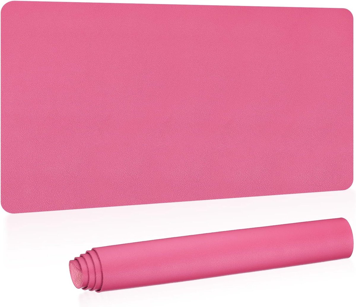 31"x15" Large Desk Mat - PU Leather - Dubbelzijdig - Roze Rood